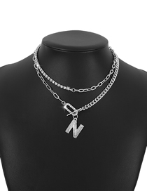 Fashion Silver Color Alloy Diamond Alphabet Claw Chain Necklace