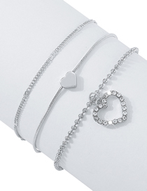 Fashion Silver Color Alloy Diamond Heart Anklet Set