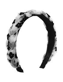 Fashion White Mesh Flower Braided Wide-brimmed Headband