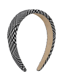 Fashion Black Fabric Check Wide-brimmed Rhinestone Headband