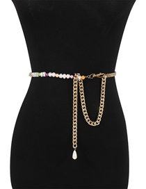 Fashion Gold Color + Color Pearl Beaded Chain Joined Waist Chain