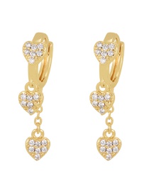 Fashion Gold-2 Copper Inlaid Zircon Heart Earrings