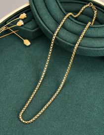 Fashion Gold Color Titanium Steel Gold Plated Geometric Box Chain Necklace