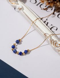 Fashion Sapphire Blue-lapis Lazuli Titanium Steel Gold Plated Lapis Lazuli Beaded Necklace