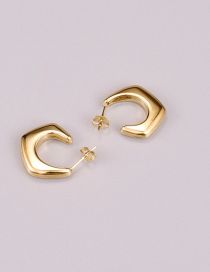Fashion Gold Color Titanium Steel Irregular C Shape Stud Earrings
