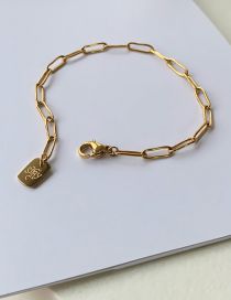 Fashion Gold Color Titanium Letter Square Chain Bracelet