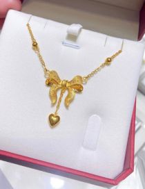 Fashion Gold Color Titanium Bow Heart Necklace