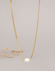 Fashion Gold Color Titanium Steel Pearl Necklace