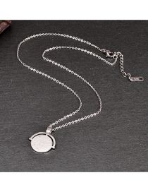 Fashion Silver Color Titanium Geometric Medal Necklace