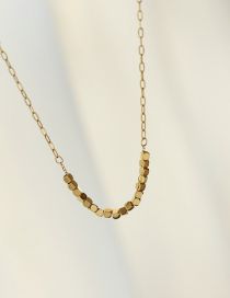 Fashion Gold Color Titanium Steel Square Beaded Necklace