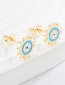 Fashion Sky Blue Copper Gold-plated Drip Gear Stud Earrings