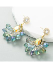 Fashion Green Color Crystal Geometric Stud Earrings