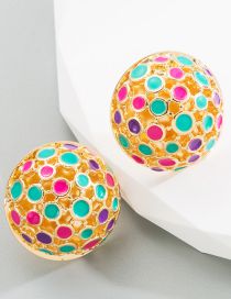 Fashion Hollow Out Alloy Geometric Hollow Round Stud Earrings
