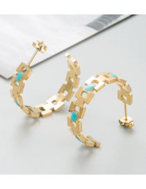 Fashion Chain Titanium Cutout Geometric Earrings