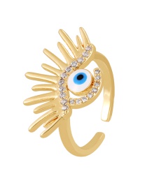 Fashion White Bronze Zircon Oil Drop Eye Ring