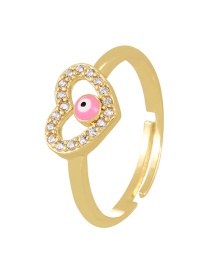 Fashion Pink Bronze Zircon Drip Oil Love Ring