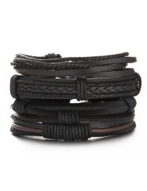 Fashion 9# Leatherette Woven Multilayer Bracelet Set