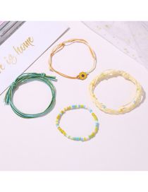 Fashion 2# Alloy Colorful Rice Beads Beaded Cord Braided Daisy Bracelet Set