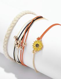 Fashion 3# Alloy Colorful Rice Beads Beaded Cord Braided Daisy Bracelet Set