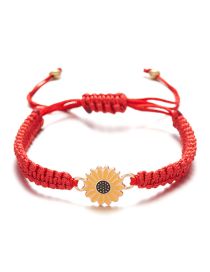 Fashion Red Cord Braided Sunflower Bracelet