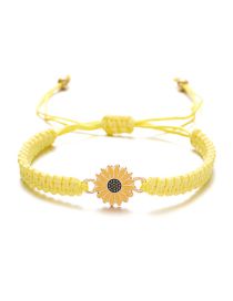Fashion Yellow Cord Braided Sunflower Bracelet