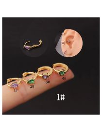Fashion 1# Gold Oval Zirconium Pierced Stud Earrings With Water Drops In Metal