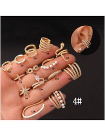 Fashion 4# Zirconium Snake Pearl Star Cross Pierced Stud Earrings In Metal