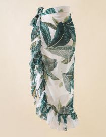 Fashion Long Leaves Chiffon Print Tie Swimsuit Wrap Skirt