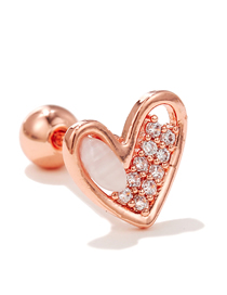 Fashion 2# Stainless Steel Diamond Pierced Heart Stud Earrings