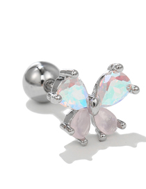 Fashion 4# Stainless Steel Diamond Butterfly Piercing Stud Earrings