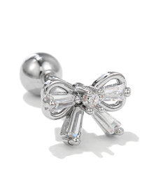 Fashion 6# Stainless Steel Diamond Bow Piercing Stud Earrings