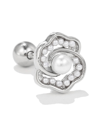 Fashion 4# Titanium Pearl Geometric Piercing Stud Earrings