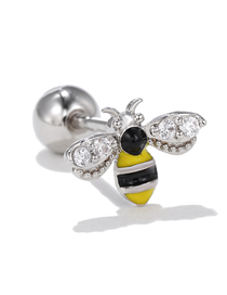 Fashion 9# Titanium Steel Bee Piercing Stud Earrings