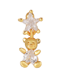 Fashion 8# Titanium Steel Diamond Cubs Pentagram Piercing Stud Earrings
