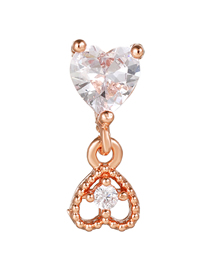Fashion 6# Titanium Diamond Geometric Heart Piercing Stud Earrings