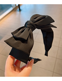Fashion Black Satin Three-layer Bow Wide-brimmed Headband
