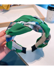 Fashion Grass Green Fabric Tie-dye Splashed Ink Hemp Braided Flower Headband