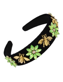 Fashion Light Green Fabric Alloy Diamond Flower Bee Headband (3cm)