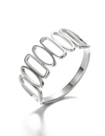 Fashion Platinum 3 Titanium Steel Open Chain Ring