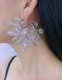 Fashion Single Transparent Crystal Flower Stud Earrings