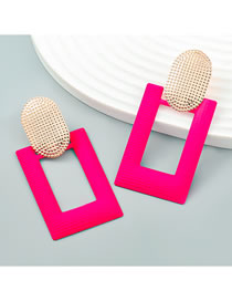 Fashion Rose Red Alloy Spray Painted Square Stud Earrings