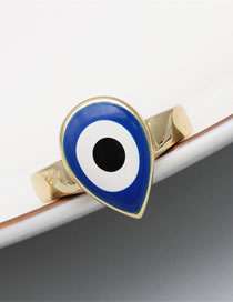 Fashion Blue Copper Drop Oil Drop Eye Open Ring