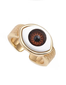 Fashion Brown Copper Gold Plated Geometry Eye Open Ring