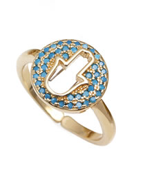 Fashion Blue Brass-set Zirconium Palm Cutout Open Ring
