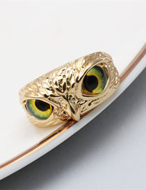 Fashion Green Bronze Zirconium Owl Open Ring