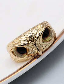 Fashion Brown Bronze Zirconium Owl Open Ring