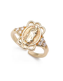 Fashion 4# Bronze Virgin Mary Open Ring With Diamonds