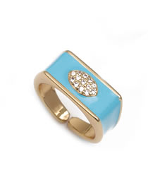 Fashion Blue Brass Diamond Drip Oil Open Ring
