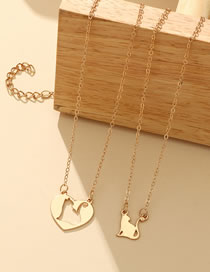 Fashion Cat Alloy Hollow Heart Cat Necklace Set