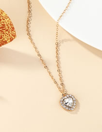 Fashion Love Alloy Diamond Heart Necklace